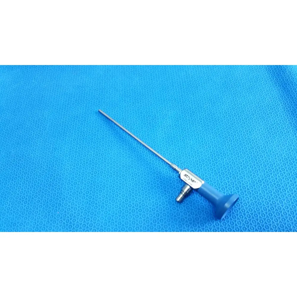 Blue-handled stryker ideal eyes 4mm autoclavable endoscope with long metallic shaft and silver-colored components