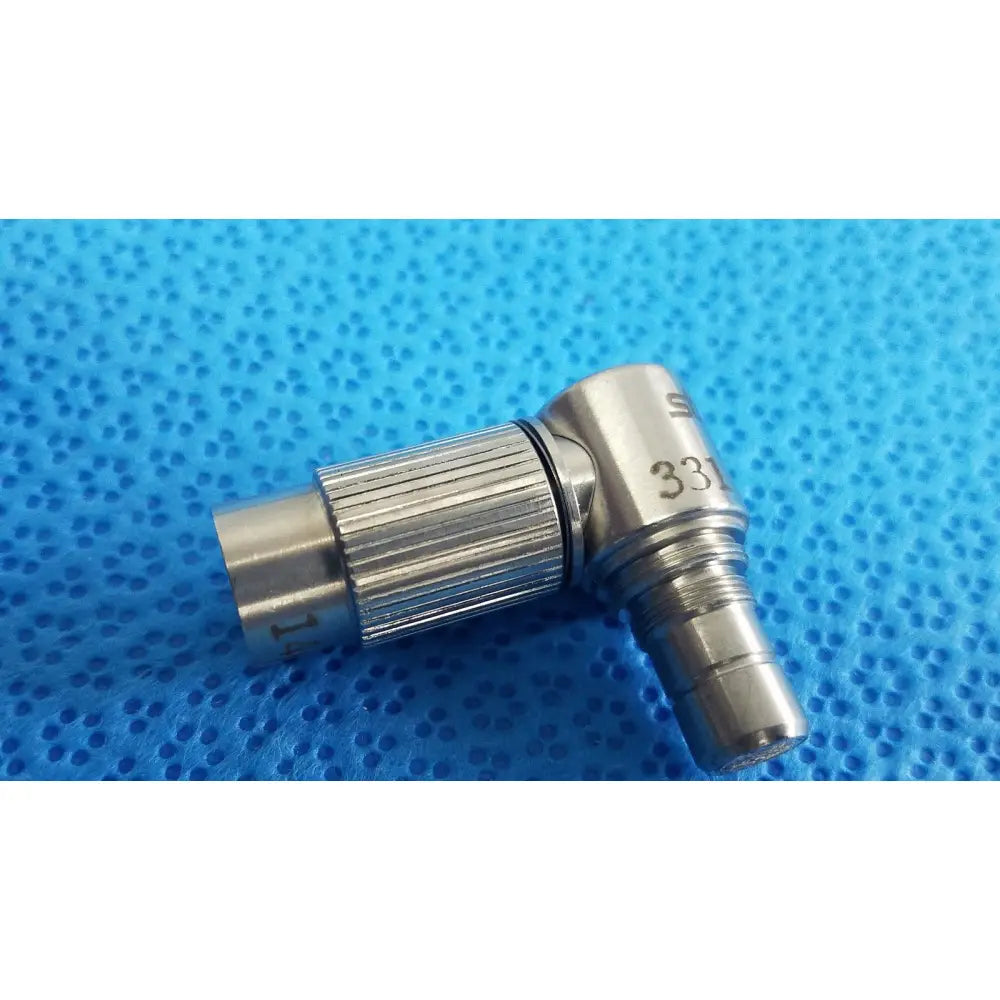 Silver metallic surgical instrument with ribbed adjustment knob marked 331 for stryker ideal eyes 10mm use