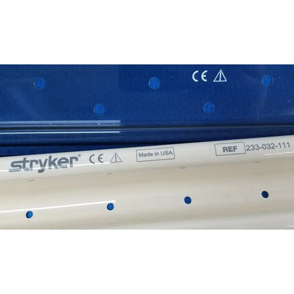 White stryker ideal eyes 10mm autoclavable medical device with blue circular indentations and made in usa label