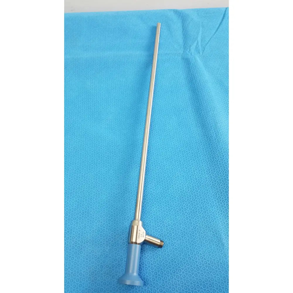Silver surgical endoscope with blue handle and metallic joints from stryker ideal eyes 10mm autoclavable series