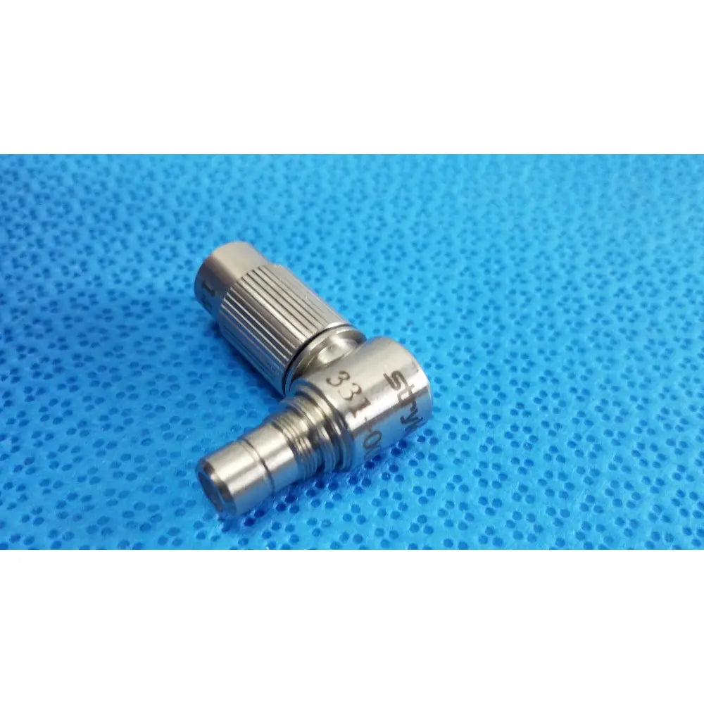 Stainless steel 90-degree spray nozzle with engraved markings and ribbed collar for ideal eyes 10mm endoscope use