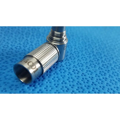 Silver metallic threaded connector with ribbed texture and engraved markings for stryker ideal eyes 10mm autoclavable scope