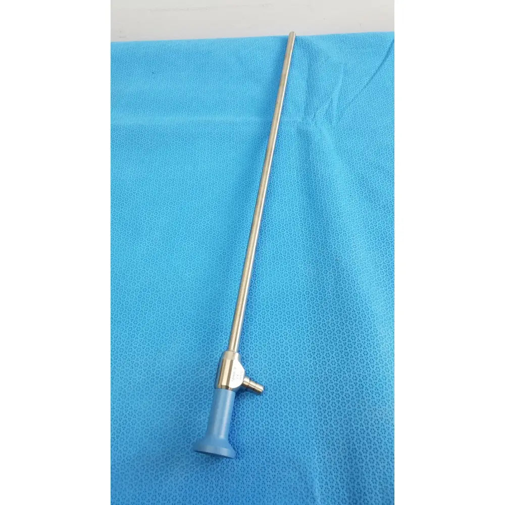 Silver surgical endoscope with blue handle and metallic joints ideal eyes 10mm autoclavable by stryker