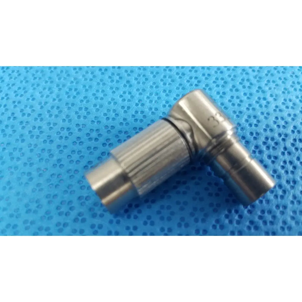 Silver metallic 90-degree right-angle connector with ribbed texture and engraved number 3 for ideal eyes 10mm system