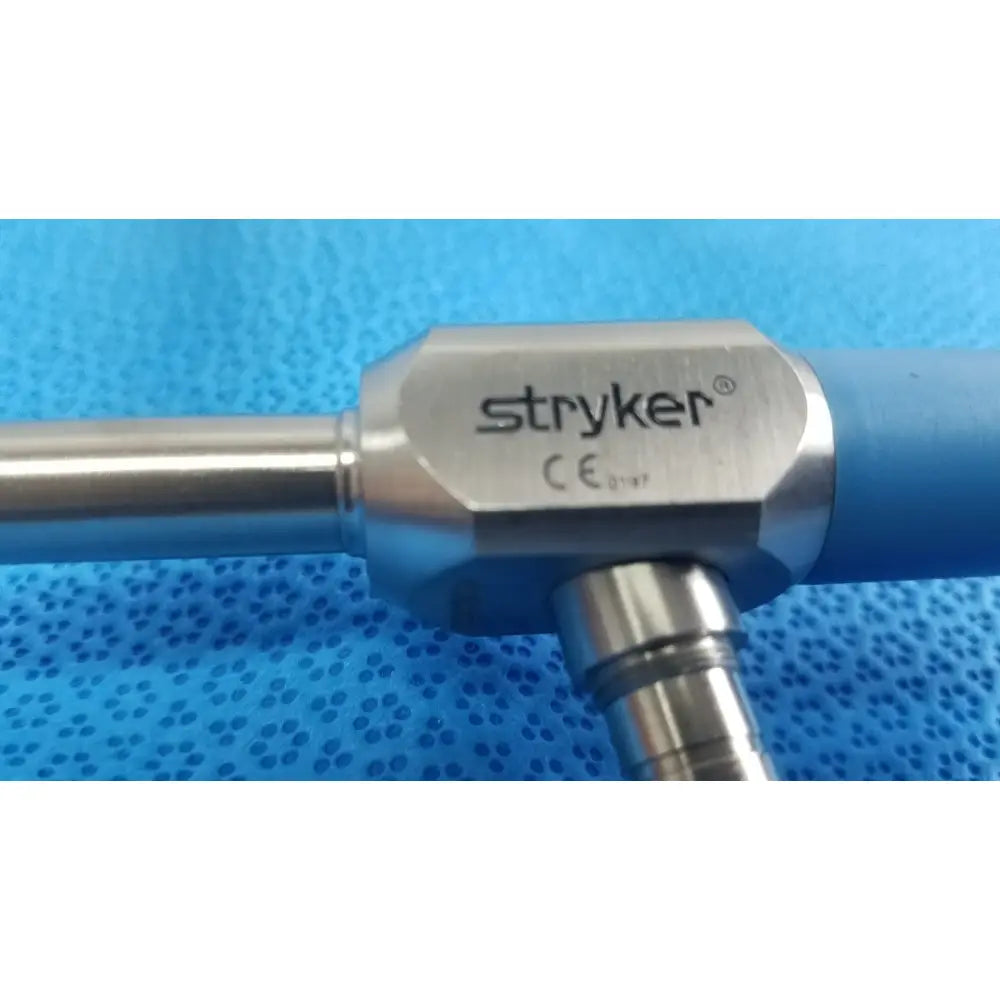 Stryker ideal eyes 10mm surgical instrument with metallic body and blue ergonomic grip for autoclavable use
