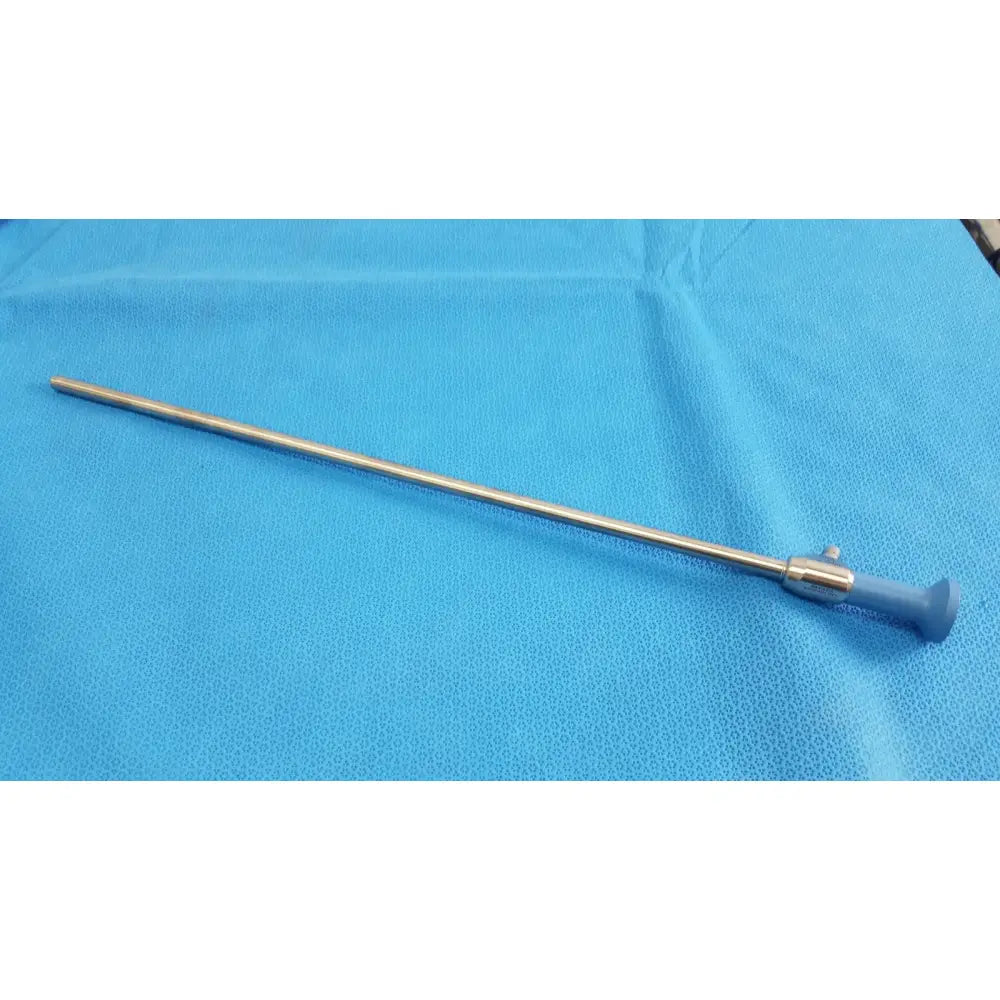 Silver surgical endoscope with blue ergonomic handle by Stryker ideal eyes 10mm autoclavable with trey