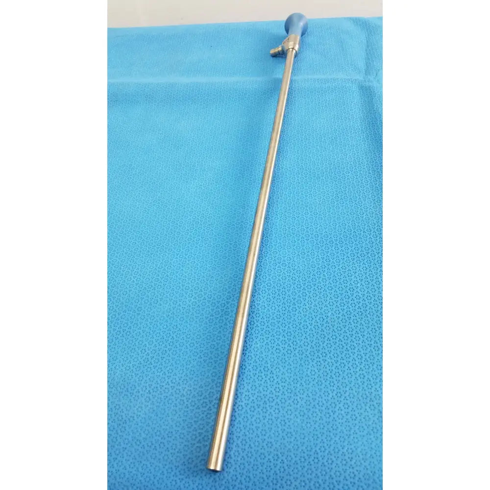 A sleek metallic ideal eyes 10mm surgical instrument with blue-tipped handle and polished stainless steel shaft