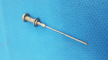 Silver trocar surgical orthopedic needle with threaded handle and fine point for precise surgical use