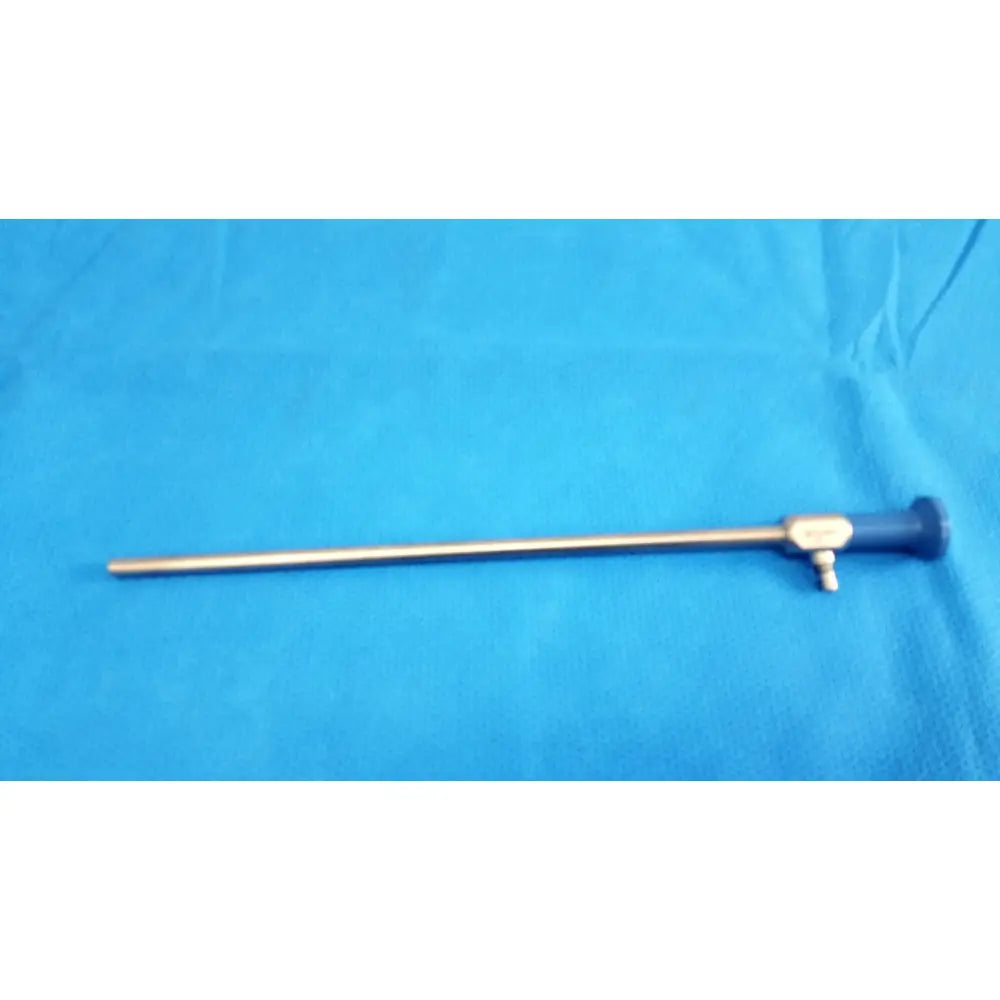Silver stryker 502-457-010 10mm 0° autoclavable endoscope with blue handle and metallic joints for reuse medical use