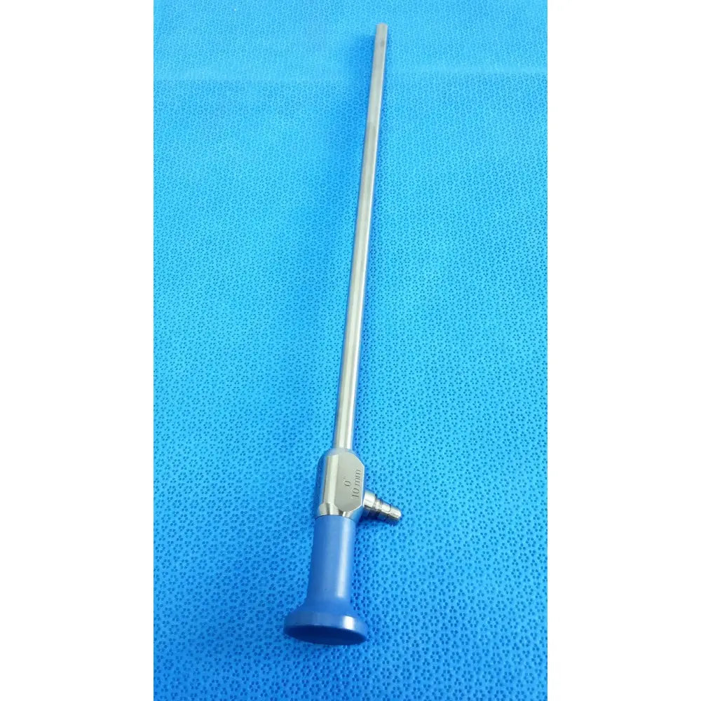 Silver stryker 10mm 0° autoclavable endoscope with blue handle and valve for reuse medical applications
