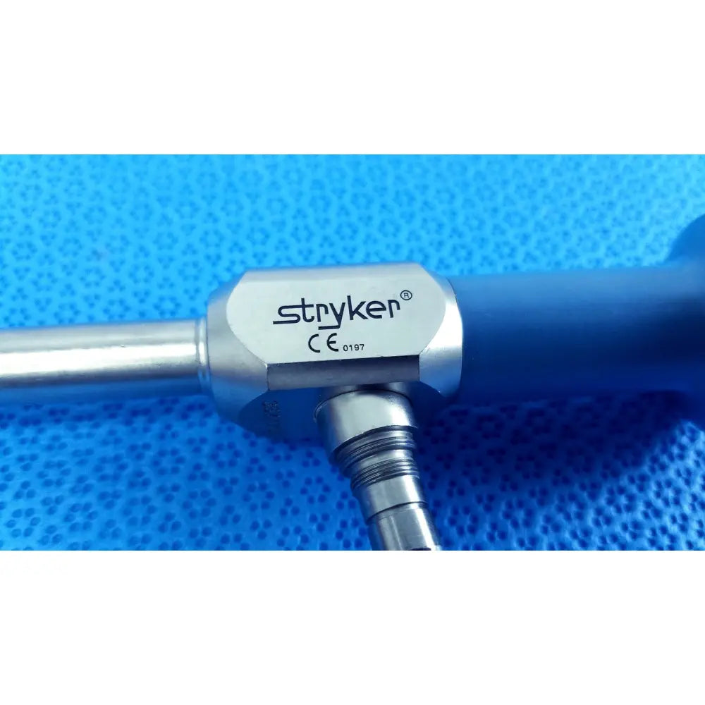 Stryker 502-457-010 10mm 0° autoclavable endoscope with metallic silver joint and blue handle for reuse medical use