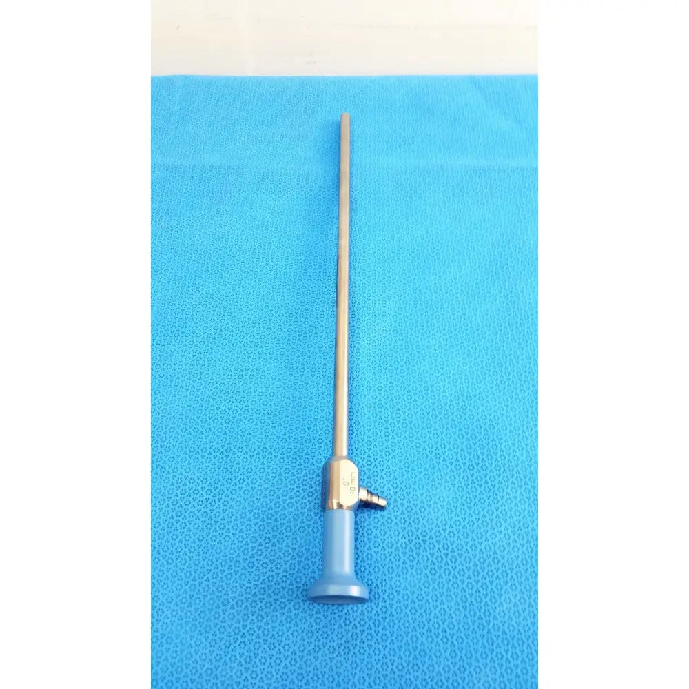 Silver stryker 10mm 0° autoclavable endoscope with blue handle and valve for reuse medical applications