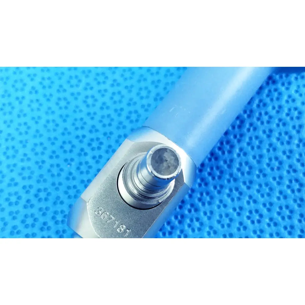 Silver-colored metal torque wrench with light blue handle and serial number 367181 for reuse medical 10mm 0° autoclavable endoscope
