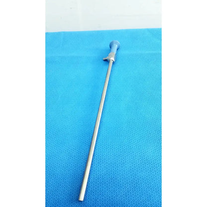 Silver stryker 502-457-010 10mm 0° autoclavable endoscope with blue-tipped handle and metallic shaft for reuse medical use