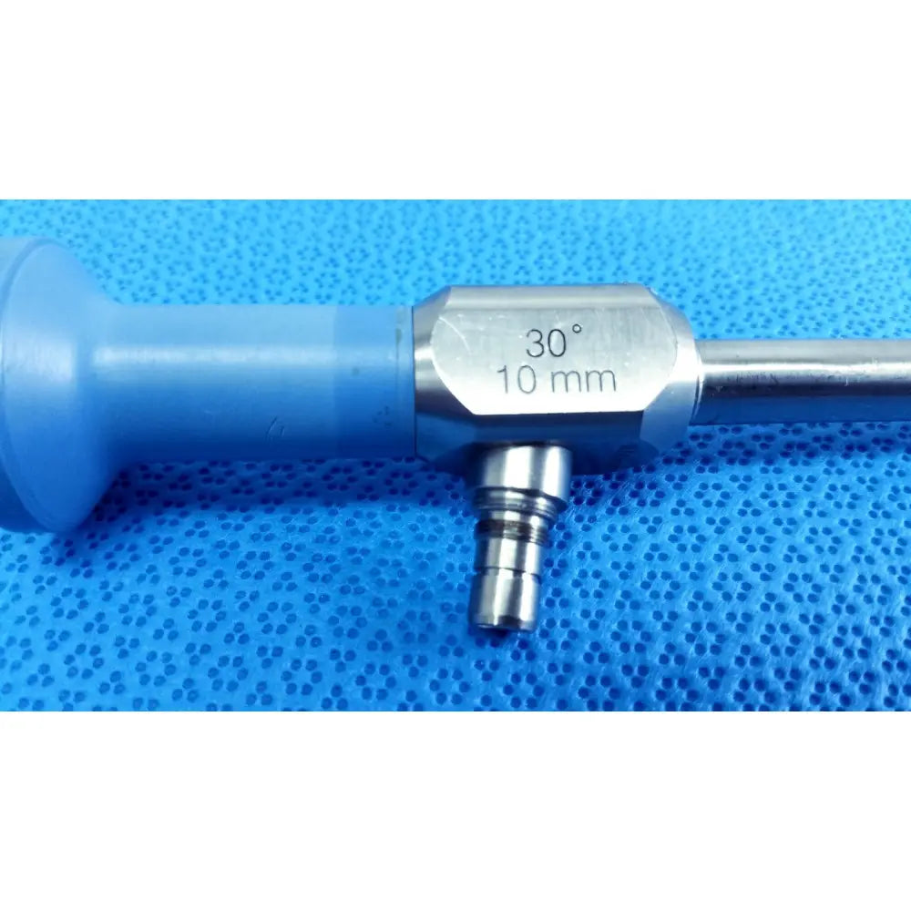 Stryker 502-457-030 10mm 30° autoclavable endoscope with metallic shaft and blue handle for reuse medical procedures