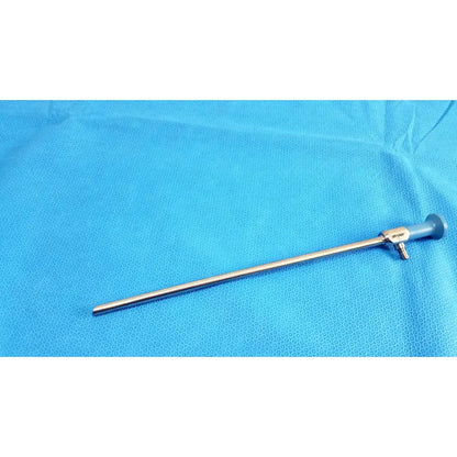 Silver stryker 502-457-030 10mm 30° autoclavable endoscope with sleek cylindrical body and gray handle for reuse medical use