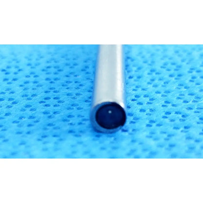Silver cylindrical autoclavable endoscope with black circular lens tip ideal eyes 5mm by stryker