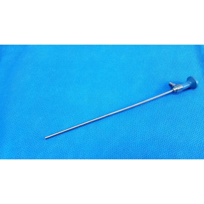 Silver surgical endoscope with blue ergonomic handle and metallic shaft ideal eyes 5mm autoclavable for precision use