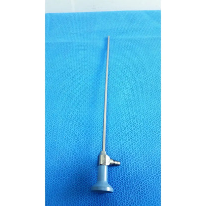 Silver surgical endoscope with blue plastic handle and metallic joints in stryker ideal eyes 5mm 0° autoclavable model