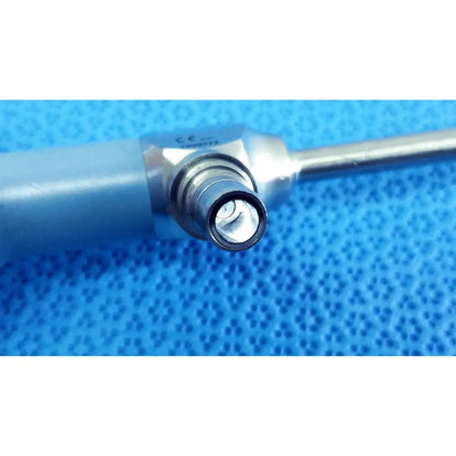 Silver surgical ideal eyes 5mm autoclavable endoscope with a translucent blue handle and metallic shaft