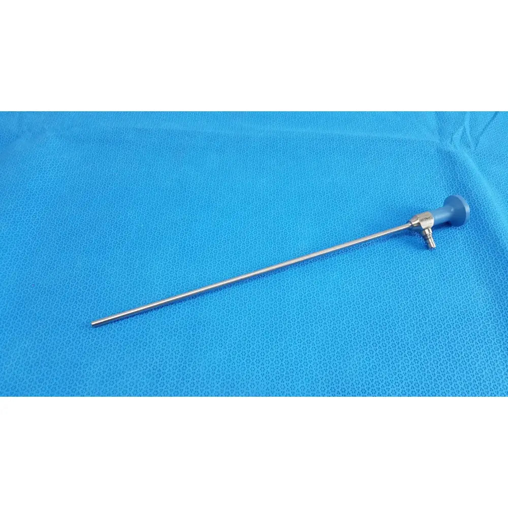 Silver surgical endoscope with blue handle and metallic joints ideal eyes 5mm autoclavable by stryker