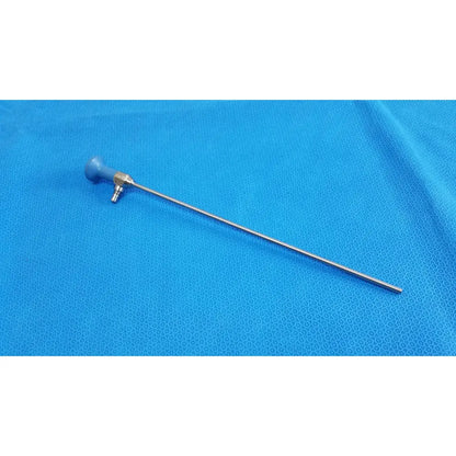 Silver surgical endoscope with blue ergonomic handle and brass fittings ideal eyes 5mm autoclavable by Stryker