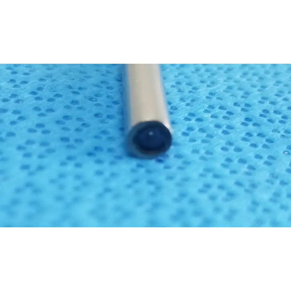 A sleek metallic ideal eyes 5mm autoclavable endoscope with a silver body and black tip for medical use