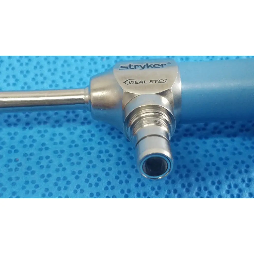 Stryker ideal eyes 5mm 0° autoclavable endoscope with metallic body and blue handle for surgical use