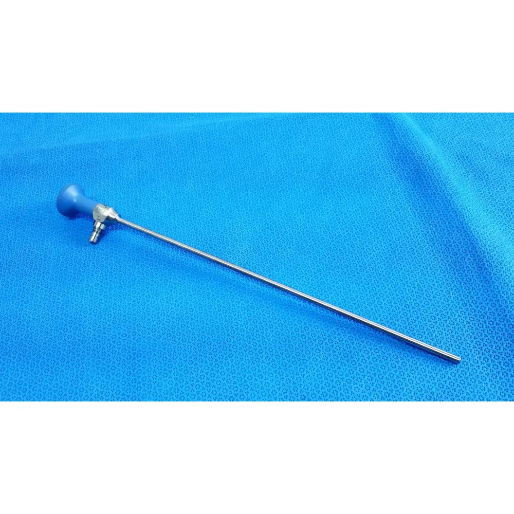 Blue-handled stryker ideal eyes 5mm autoclavable endoscope with slender metallic shaft and 0 degree lens angle