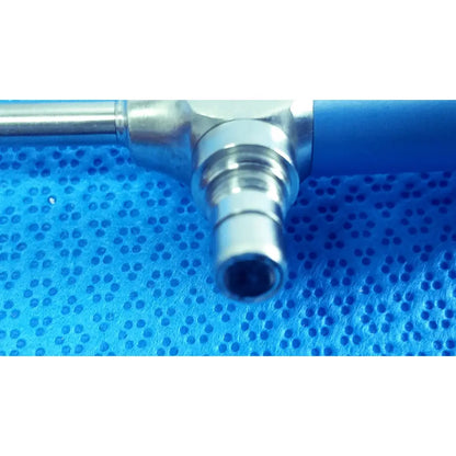 Silver metallic surgical endoscope with blue handle stryker ideal eyes 5mm autoclavable 0 degree instrument