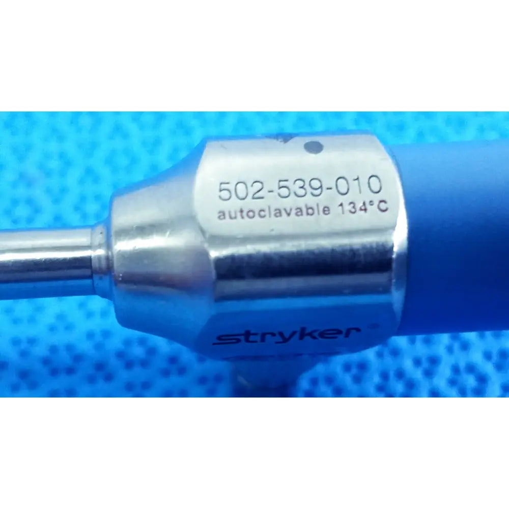 Silver metallic stryker ideal eyes 5mm autoclavable endoscope with blue plastic handle for surgical use