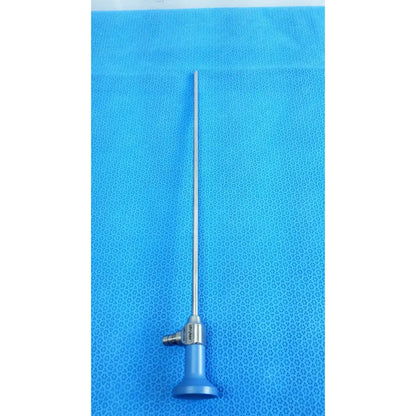 Silver surgical endoscope with blue handle and metallic joints ideal eyes 5mm autoclavable by Stryker