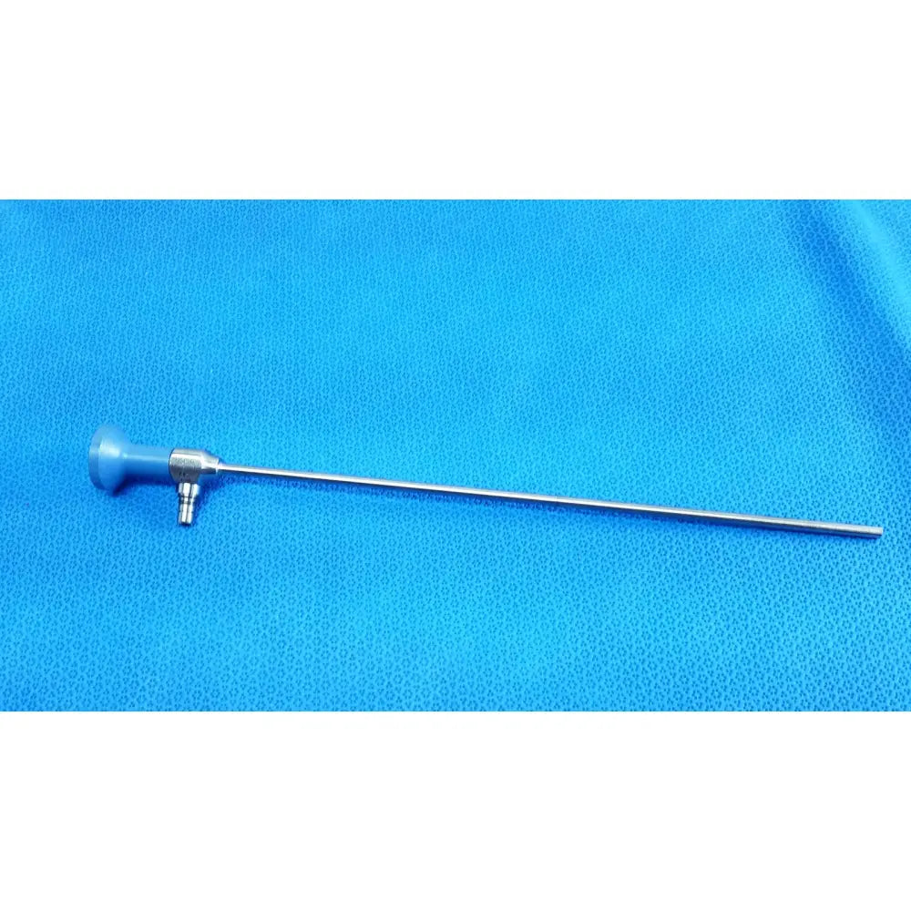 Blue-handled stryker ideal eyes 5mm autoclavable endoscope with long slender metallic shaft and 0 degree lens