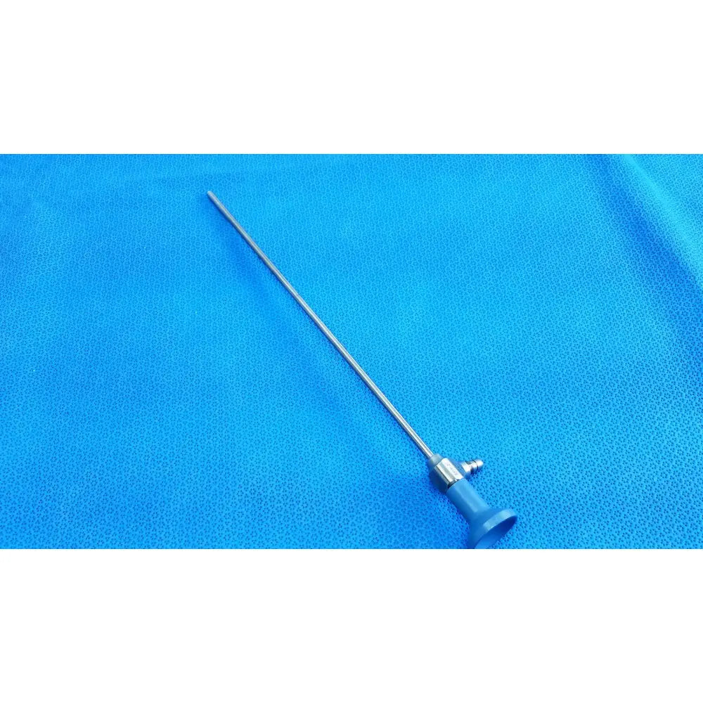 Blue-handled stryker ideal eyes 5mm autoclavable endoscope with long slender metallic shaft for surgical use