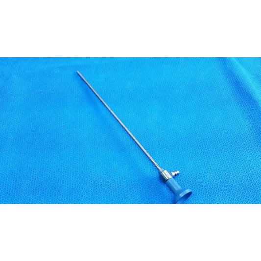 Blue-handled stryker ideal eyes 5mm autoclavable endoscope with long slender metallic shaft for surgical use