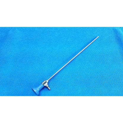 Blue-handled ideal eyes 5mm autoclavable surgical endoscope with long slender metallic shaft by stryker