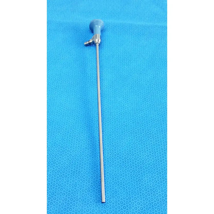 Silver surgical endoscope with light blue handle and metallic joints ideal eyes 5mm autoclavable by stryker
