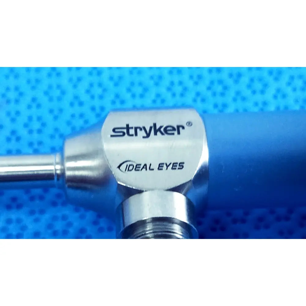 Stryker 502-539-010 ideal eyes 5mm autoclavable endoscope with metallic silver head and blue handle for surgical use
