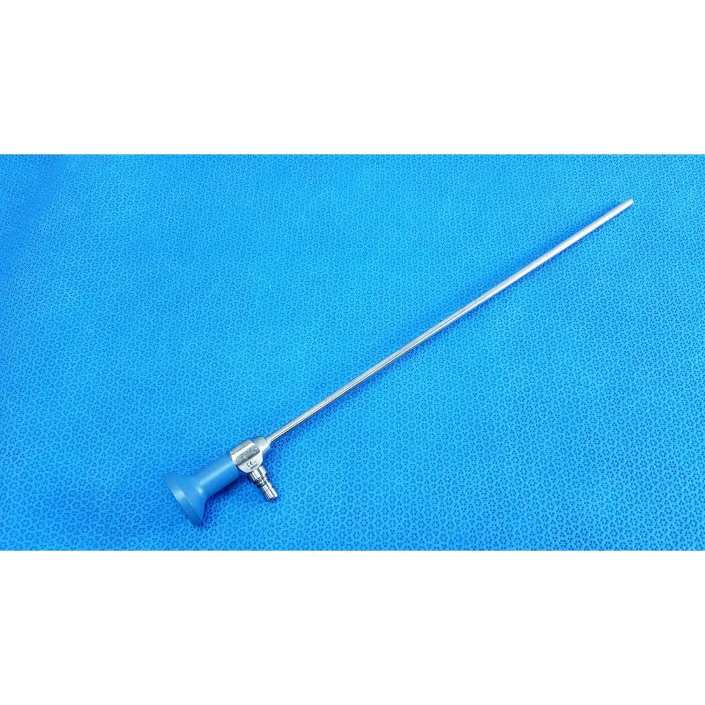 Silver surgical ideal eyes 5mm endoscope with blue ergonomic handle and metallic joints autoclavable for medical use