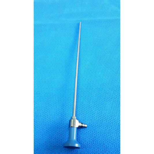 Silver surgical endoscope with blue handle and metallic joints stryker ideal eyes 5mm autoclavable endoscope