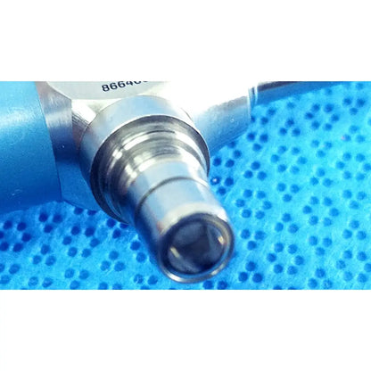Silver metallic ideal eyes 5mm autoclavable endoscope with hexagonal threaded end and blue plastic housing from stryker