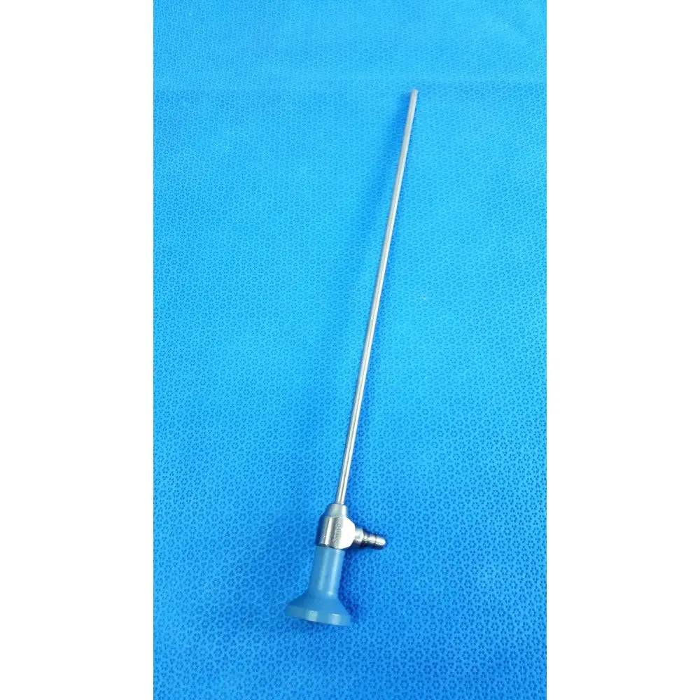 Silver surgical endoscope with blue plastic handle and metallic joints ideal eyes 5mm autoclavable model stryker 502-539-010