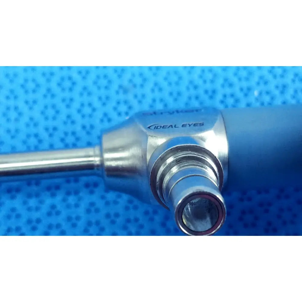 Silver and blue autoclavable ideal eyes 5mm endoscope with metallic joint featuring ideal eyes branding by stryker