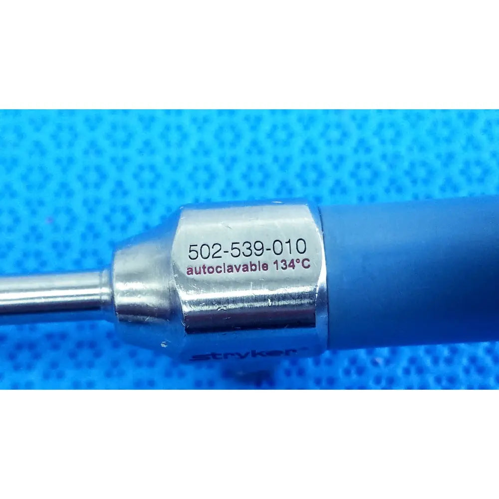 Stryker ideal eyes 5mm silver metallic autoclave endoscope with blue grip and engraved model and sterilization details