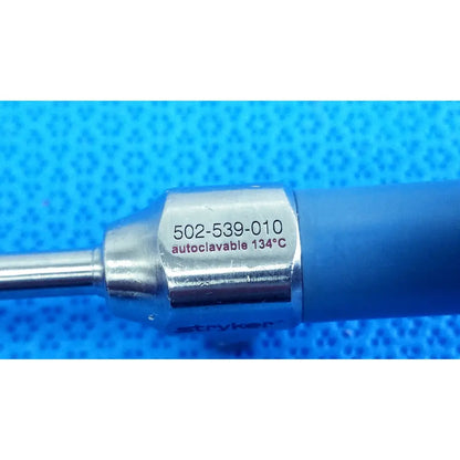 Stryker ideal eyes 5mm silver metallic autoclave endoscope with blue grip and engraved model and sterilization details