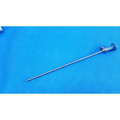Silver ideal eyes 5mm autoclavable endoscope with blue-handled control knob and metallic shaft by Stryker