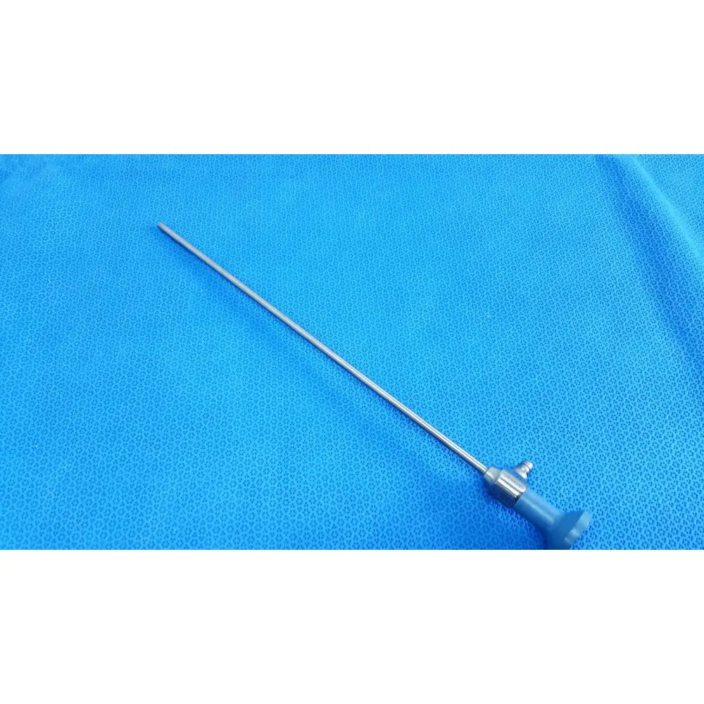 Silver surgical ideal eyes 5mm endoscope with blue handle and metallic joints for precision medical use