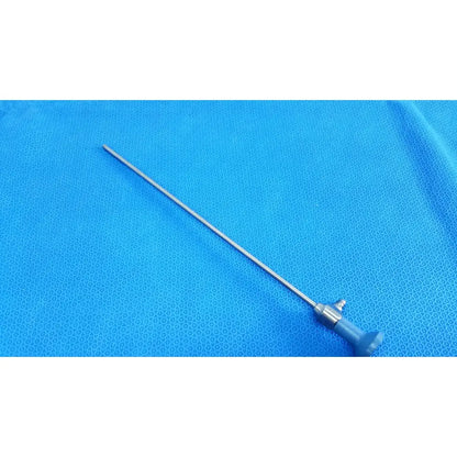 Silver surgical ideal eyes 5mm endoscope with blue handle and metallic joints for precision medical use