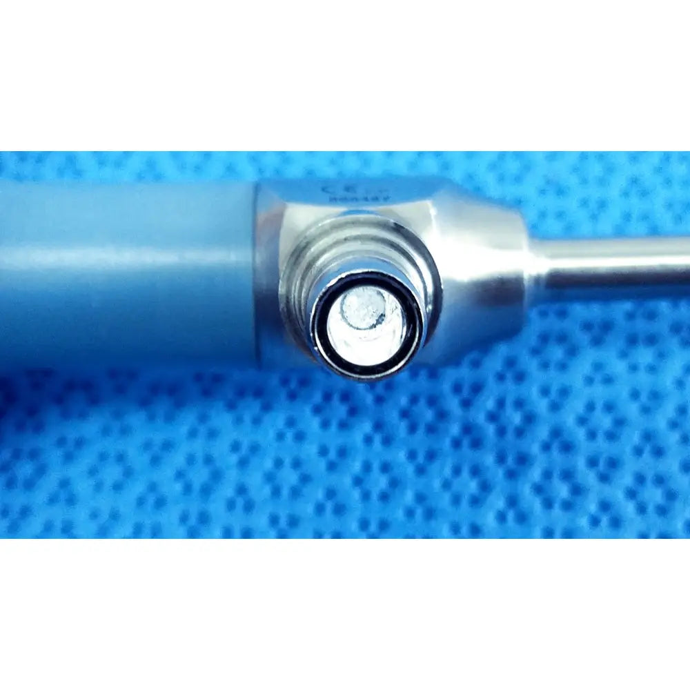 Blue-handled ideal eyes 5mm surgical instrument with metallic threaded tip and silver autoclavable shaft by stryker