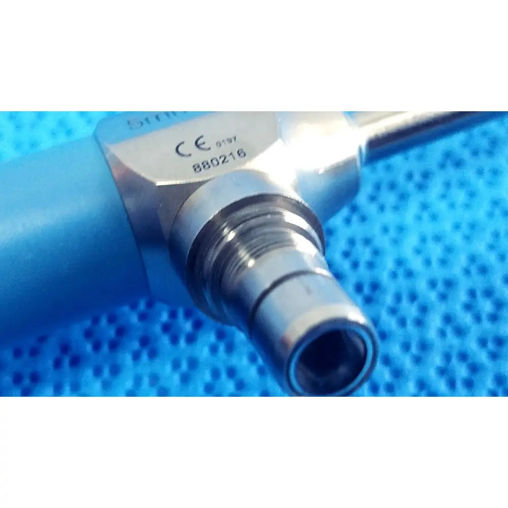 Silver surgical instrument with blue handle and metallic connector for Stryker ideal eyes 5mm autoclavable endoscope